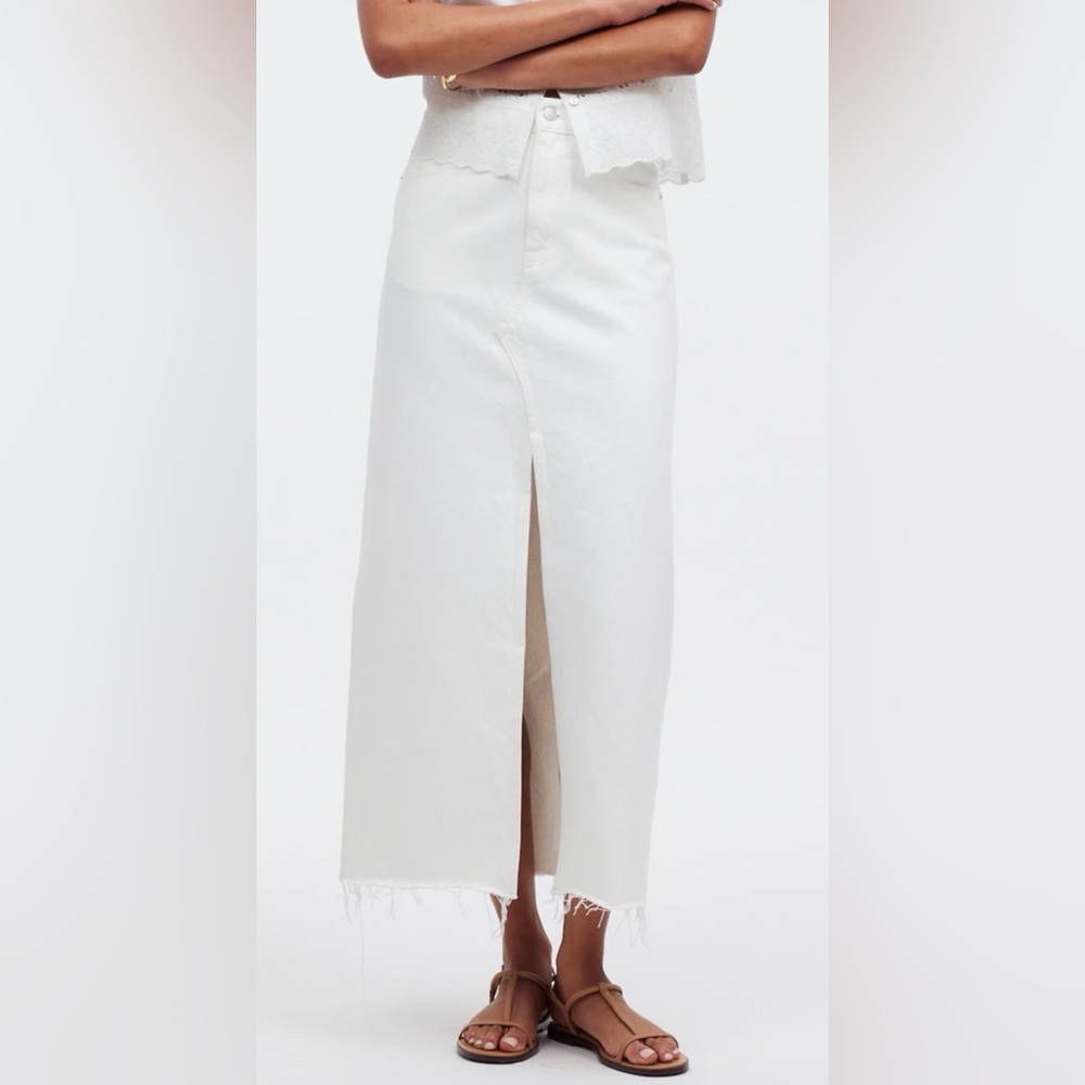 Madewell Women’s 33 The Rilee Denim Midi Skirt In Tile White - NWT - Picture 11 of 11